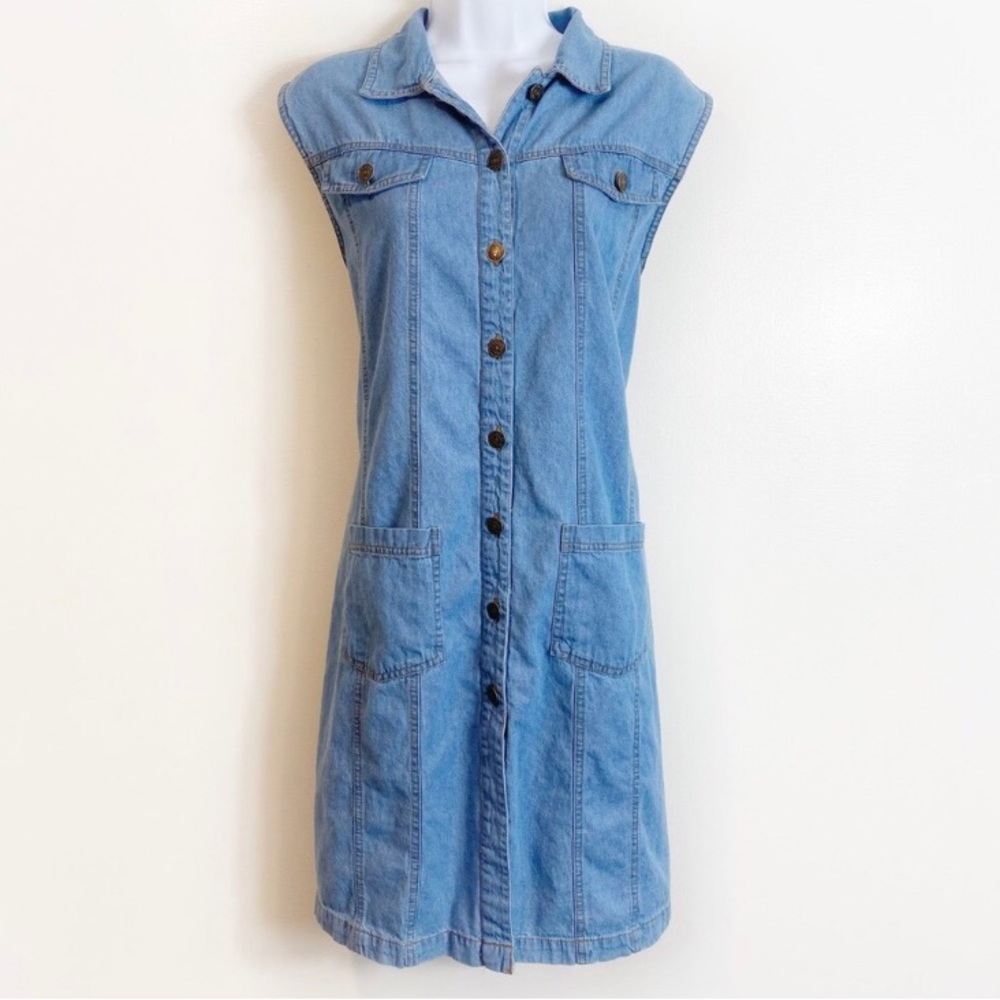 Vintage American Dynasty Cotton Denim Cottagecore Picnic Dress